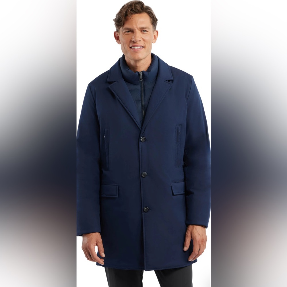 Hunter Navy Blue Button-Up Coat